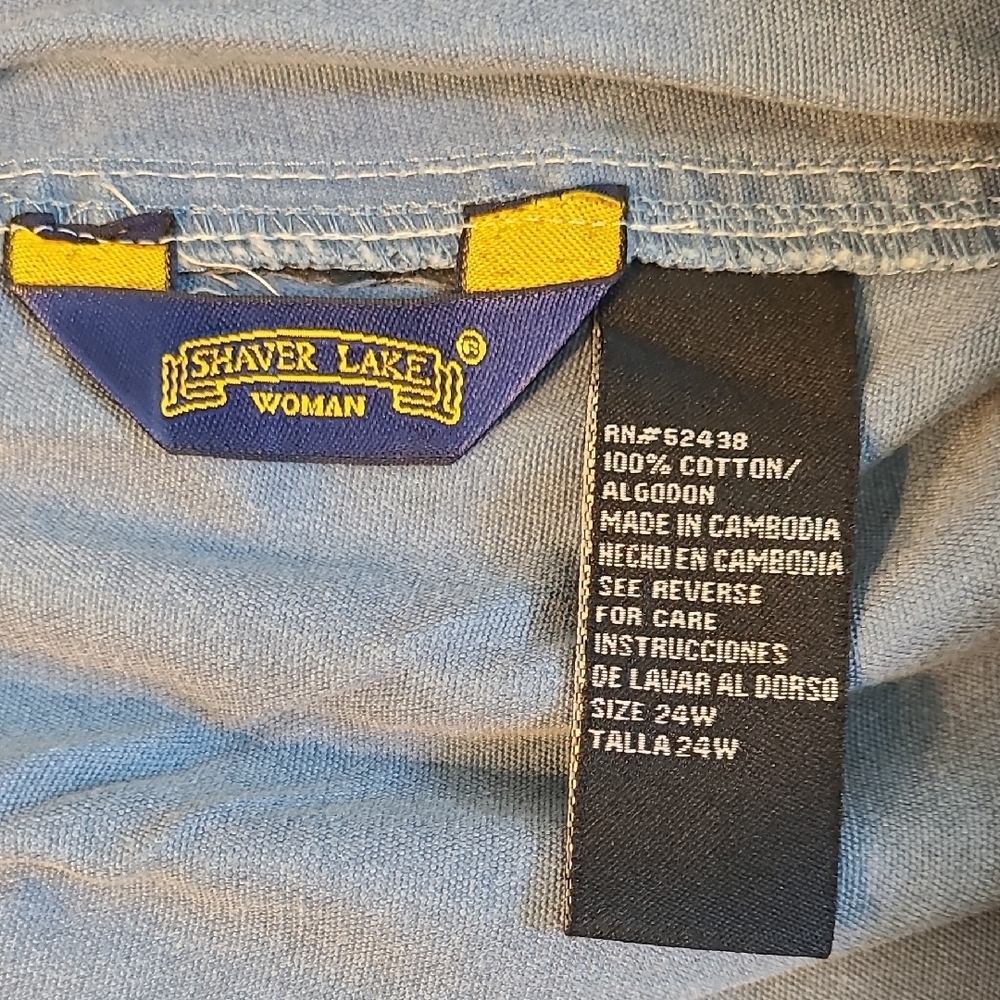 Shaver Lake Women's Light Blue Cropped Jeans Elastic Waist 100% Cotton 24W - Picture 9 of 10